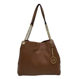 Michael Kors Brown Pebbled Leather Jet Set Shoulder Bag